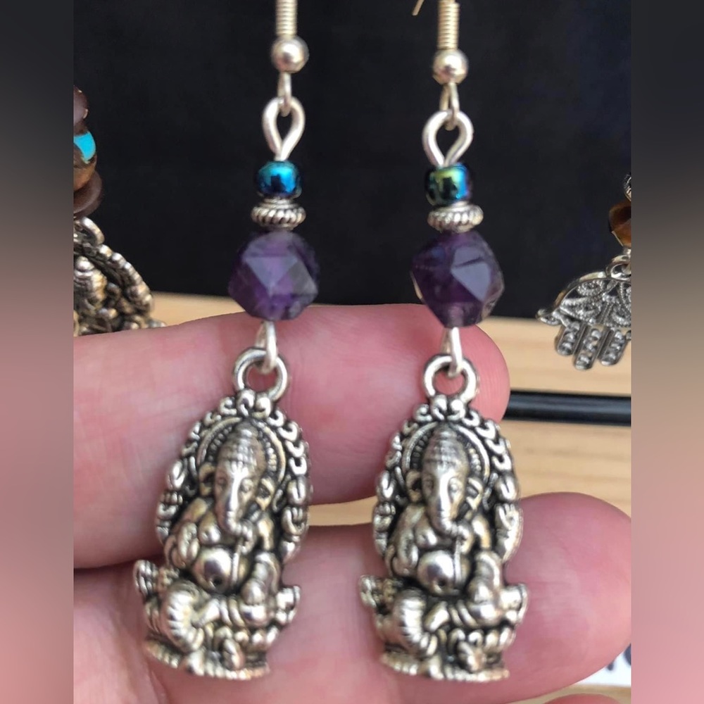 Artisan Handmade with love, dangling gorgeous beaded earrings.  One of a kind.